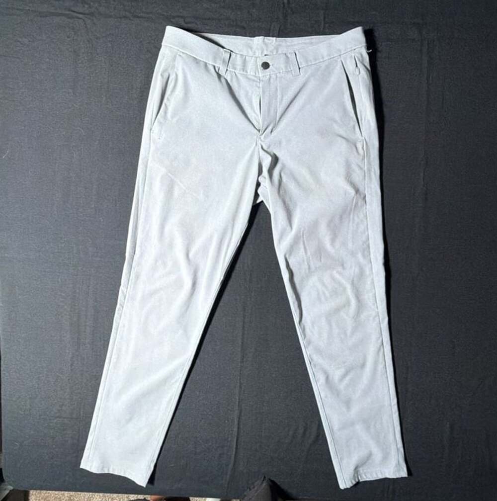 Lululemon Commission Slim-Fit Pant 31" Grid Texture Light Gray Size 34